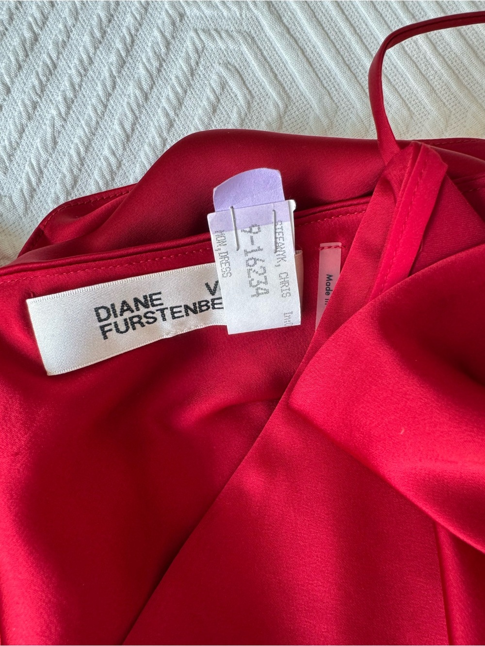 Diane Von Furstenberg Cherry Red One-Shoulder Ruffle Dress - Picture 5 of 5